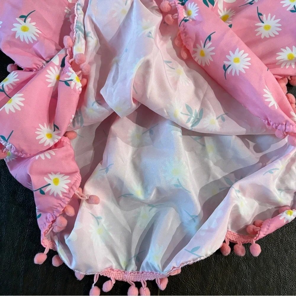 Baby Pink Floral Swim Coverup and Swimcap